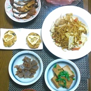 青のり、鰹節入り焼きそば